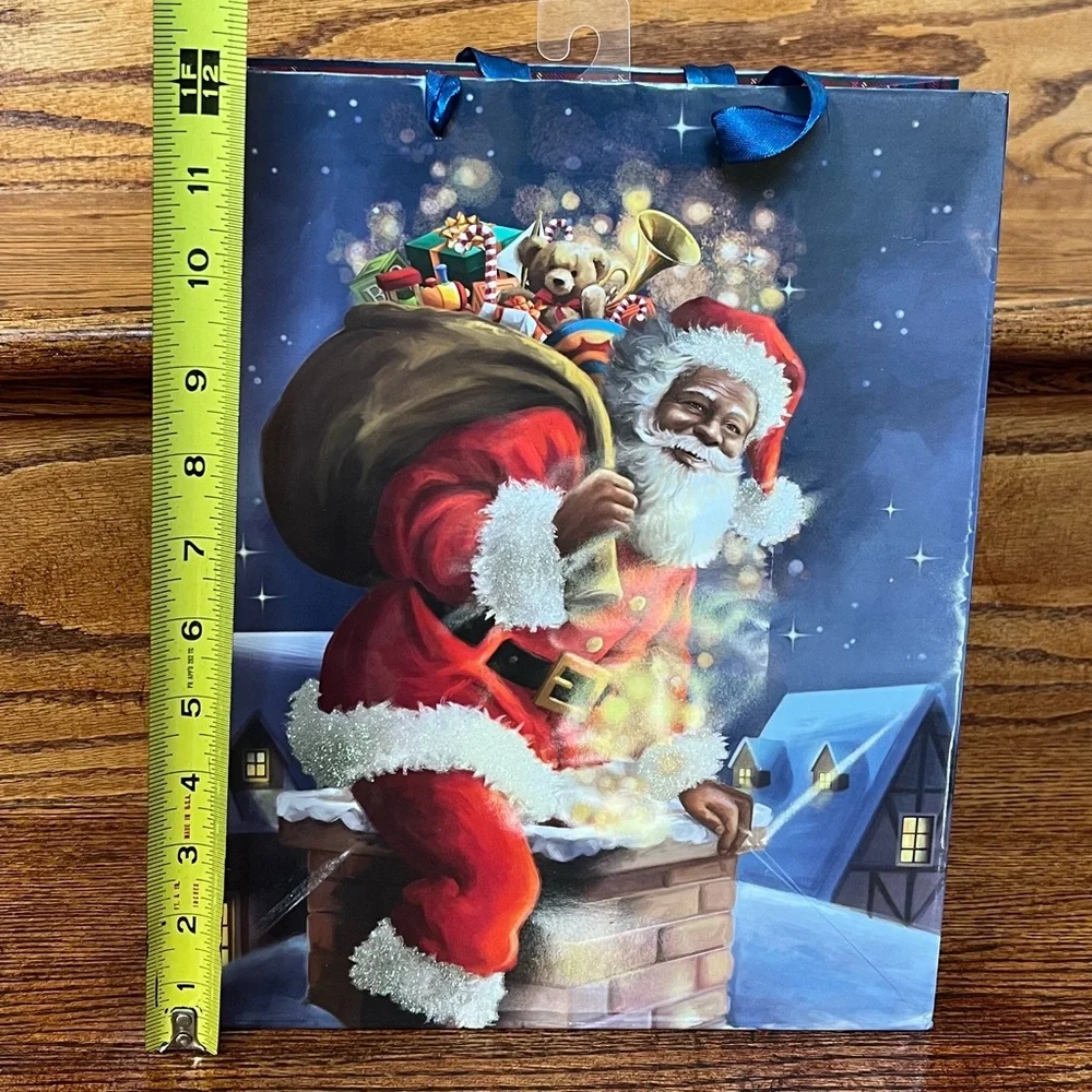 Lot of 5 African American Santa Themed Holiday Christmas Bags
